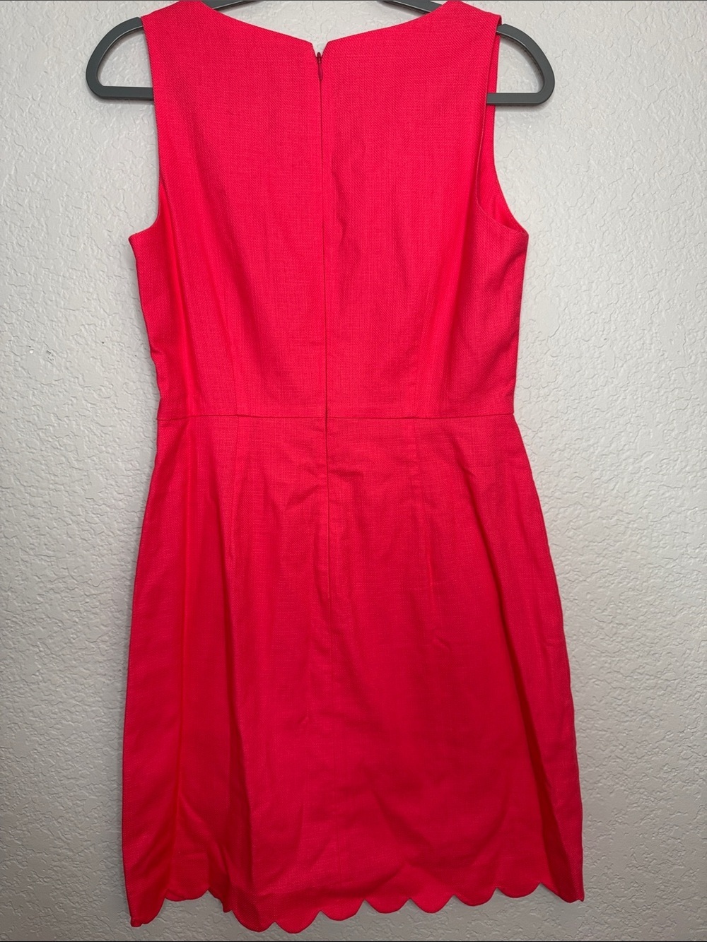 NWT J. Crew Scallop Hot Pink Mini Dress Size 6 Barbie Scalloped Hem - Picture 7 of 8